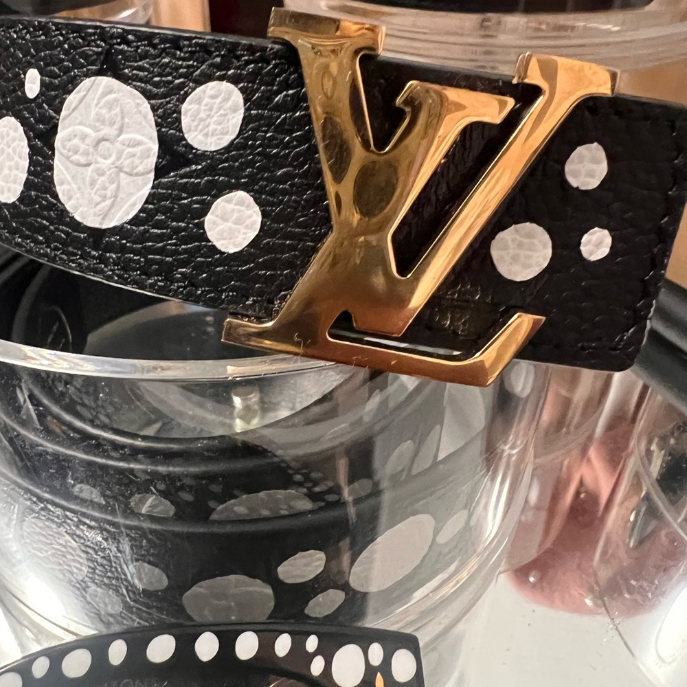 Louis Vuitton Black and White Polka Dot Belt 85